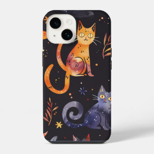 Coque Pour iPhone 14 Chats noirs d'Halloween et sorcières drôles pour e