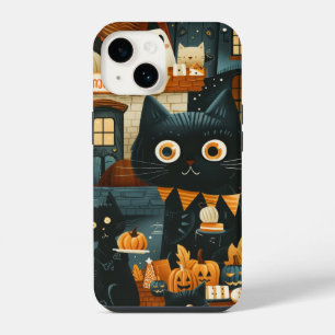 Coque Pour iPhone 14 Chats noirs d'Halloween et sorciers drôles pour en