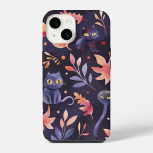 Coque Pour iPhone 14 Chats noirs d'Halloween et sorciers drôles pour en