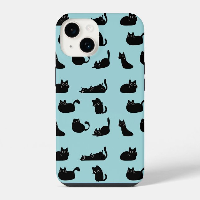 Coque iPhone Chats noirs drôles (Verso)