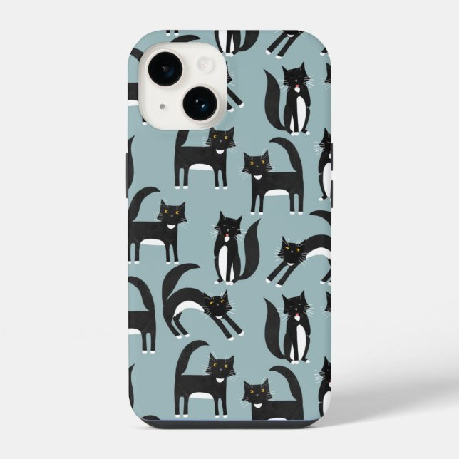 Coque iPhone Chats noirs et blancs (Verso)