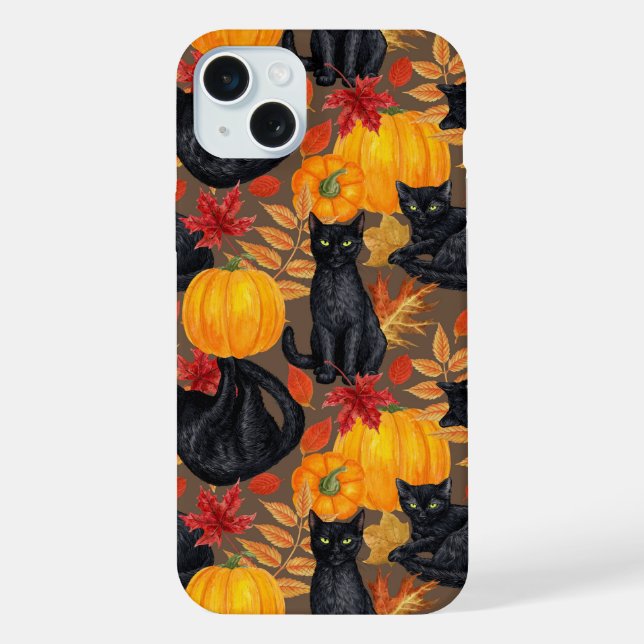 Coque iPhone Chats noirs et citrouilles 2 (Verso)