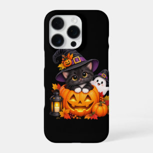 Coque iPhone 16 Pro Chatte fantôme et sorcière Halloween mignonne Pers