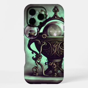 Coque iPhone 16 Pro Max Chaudière Ornée avec Boule de Cristal Verte et Orb