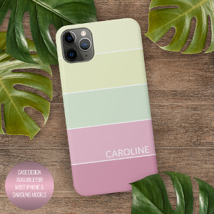 Coque iPhone 11Pro Max Chaux rose clair Chartreuse Motif rayé vert