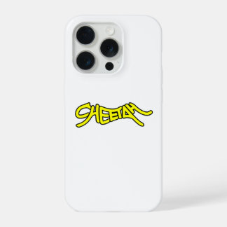 Coque iPhone 15 Pro Cheetah Graffiti Style Typography Bold Yellow