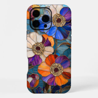 Coque iPhone 16 Pro Max Chef-d'œuvre floral en verre coloré radieux