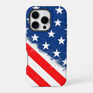 Coque iPhone 16 Pro Chemise Drapeau Américain USA Patriotique Étoiles