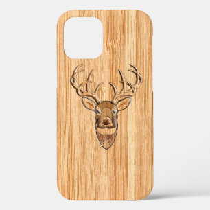 Coque iPhone 12 Chêne à queue blanche Buck Bois Grain Décor
