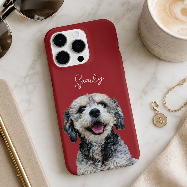 Coque iPhone Cherry Red Photo et Nom de Compagnie Moderne pour  (Créateur téléchargé)