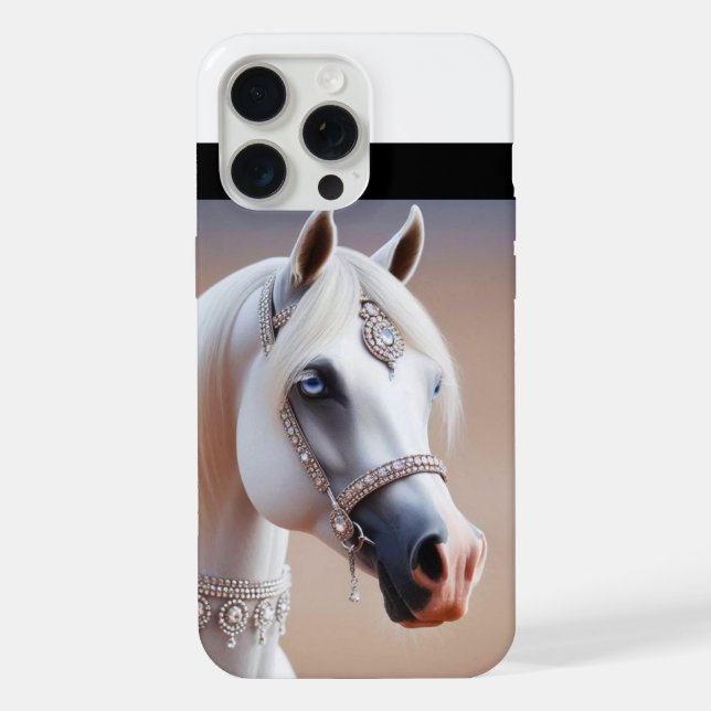Coque iPhone Cheval arabe blanc (Verso)