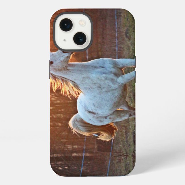 Coque iPhone Cheval arabe gris (Verso)