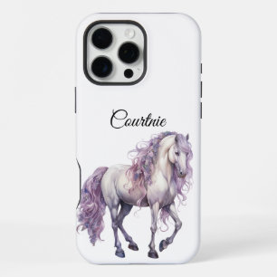 Coque iPhone 16 Pro Max Cheval Blanc Lavande Romantique