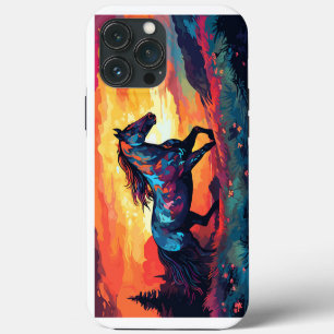 Etui iPhone 13 Pro Max Cheval Courant Sur Champ Art Abstrait Amoureux Des