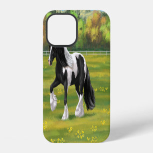 Coque iPhone 12 Cheval d'attelage de la bandelette tzigane noire d