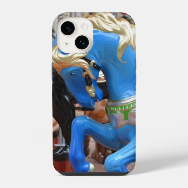 Coque iPhone Cheval de carrousel bleu (Verso)