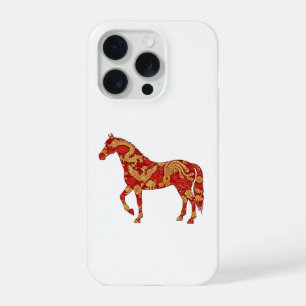 Coque iPhone 15 Pro Cheval du Nouvel An chinois avec Dragon Phénix