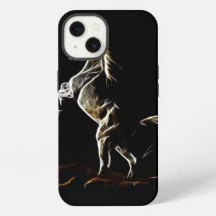 Etui iPhone 13 Cheval fractal blanc