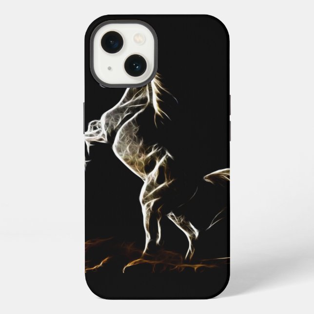 Coque iPhone Cheval fractal blanc (Verso)