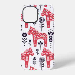 Coque iPhone 12 Cheval populaire suédois motif sans couture fleuri