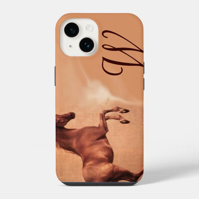 Coque iPhone CHEVAL ROUGE Monogramme de parchemin (Verso)