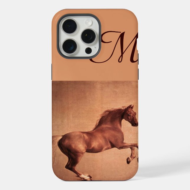 Coque iPhone CHEVAL ROUGE Monogramme parchemin (Verso)