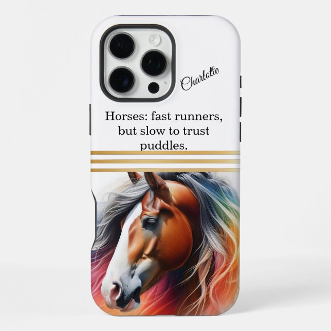 Coque iPhone Cheval vibrant à crinière - Art IA (Verso)