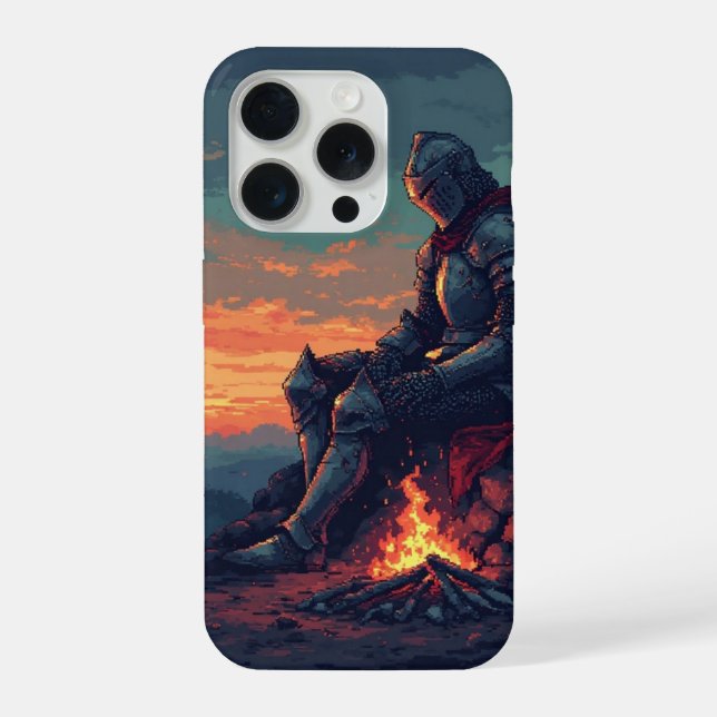 Coque iPhone Chevalier médiéval près du feu de camp - Imaginair (Verso)
