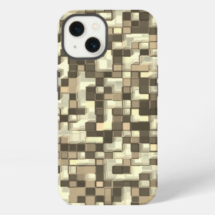 Etui iPhone 13 Chevauchement de petits carrés dans les tons beige