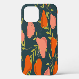 Coque iPhone 12 Chevauchement de poires : Papier peint Vintage col