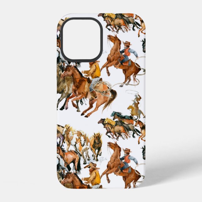 Coque iPhone Chevaux au galop motif sans couture. Cow-boy améri (Verso)