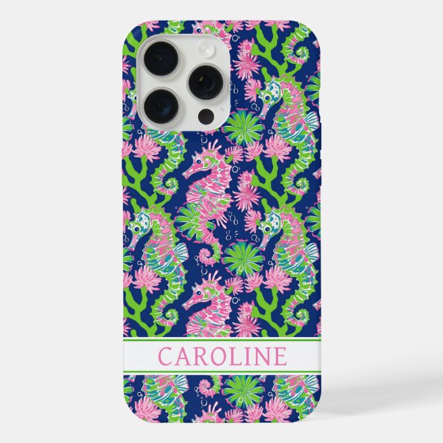 Coque iPhone Chevaux de mer à l'aquarelle Monogrammés  (Verso)