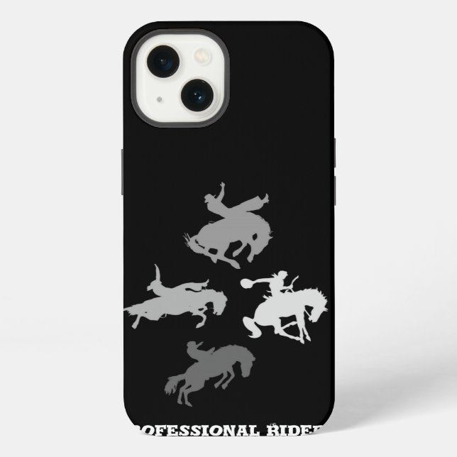 Coque iPhone Chevaux de Rodéo | Fond Noir (Verso)