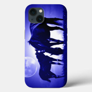 Etui iPhone 13 Chevaux & Nuit Bleue