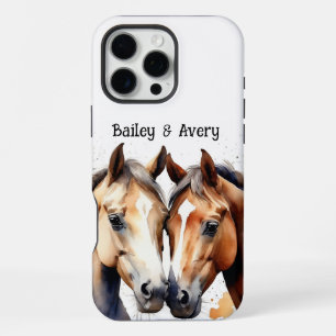 Coque iPhone 16 Pro Max Chevaux personnalisés câlins couple amour Animaux
