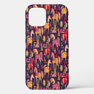 Coque iPhone 12 Chevaux Scandinaves : Décoration Décorative Sans C