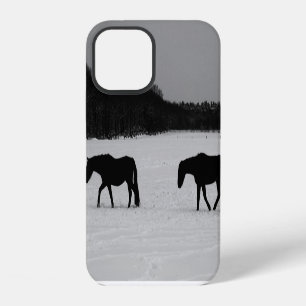 Coque iPhone 12 Chevaux sur neige iphcna