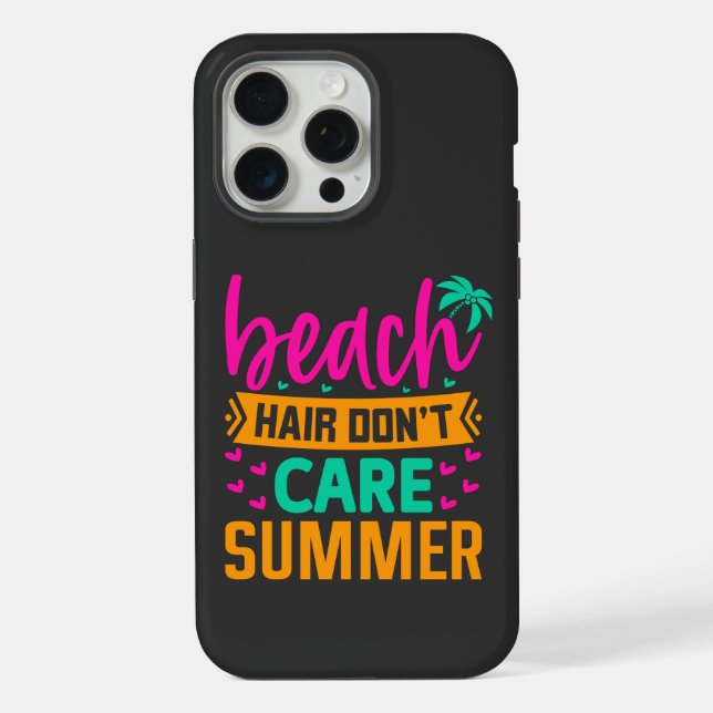Coque iPhone Cheveux de plage, on s'en fiche Été-54804 (Verso)