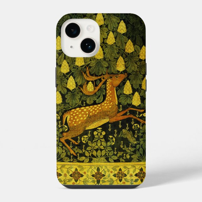 Coque iPhone CHÈVRE FLEUVE, FLEURS CHESTNUT TREE vert Jaune (Verso)