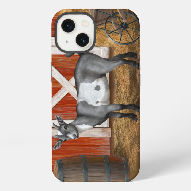 Coque iPhone Chèvre grise tachetée mignonne (Verso)