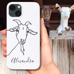 Etui iPhone 13 Chèvre mignonne minimaliste Noir et blanc ajouter