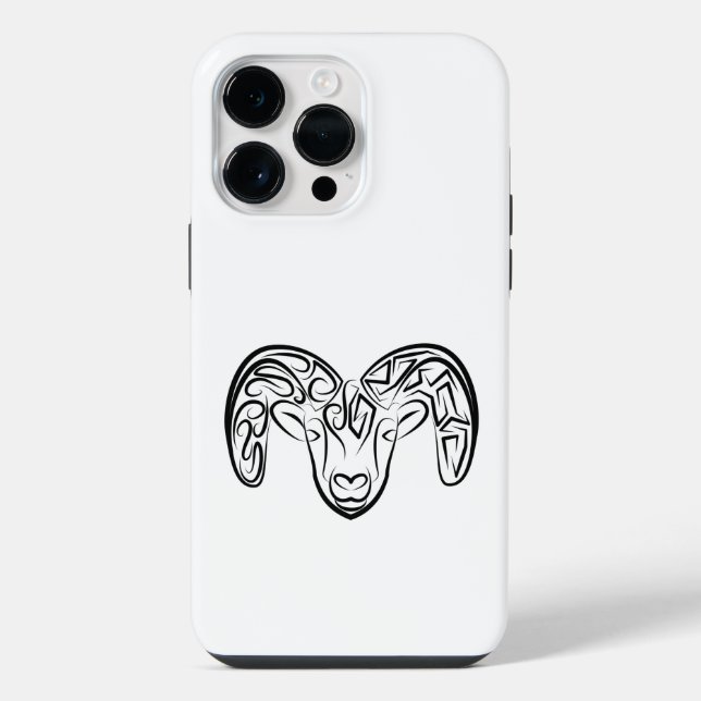 Coque iPhone Chèvre / Mouton Tribal Noir et Blanc (Verso)