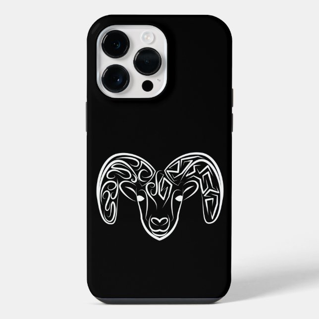 Coque iPhone Chèvre tribale noire et blanche / Mouton (Verso)