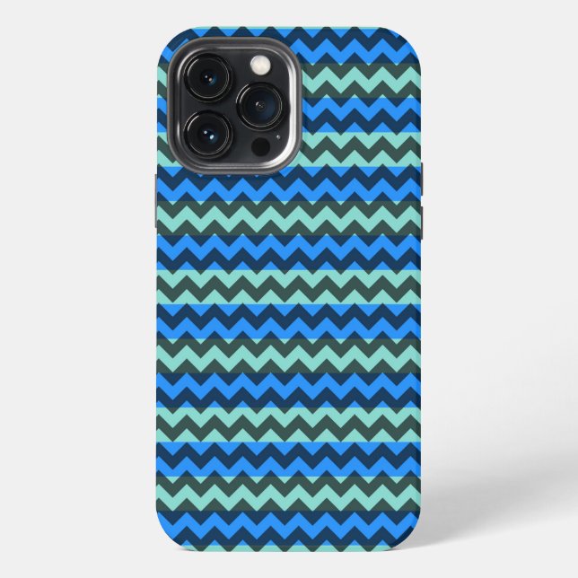 Coque iPhone Chevron bleu en zigzag (Verso)