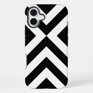 Coque iPhone 16 Plus Chevron noir et blanc