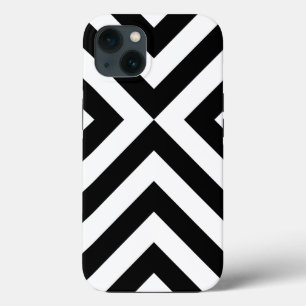 Etui iPhone 13 Chevron noir et blanc gras