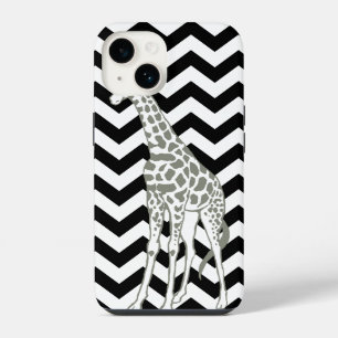 Coque Pour iPhone 14 Chevron Safari Noir avec Girafe Pop Art