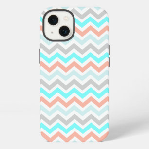 Etui iPhone 13 Chevron sarcelle et terracotta