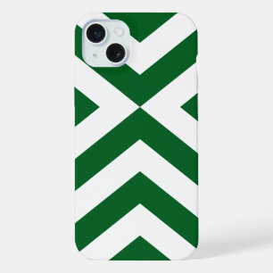 Coque iPhone 15 Plus Chevron Vert Foncé et Blanc
