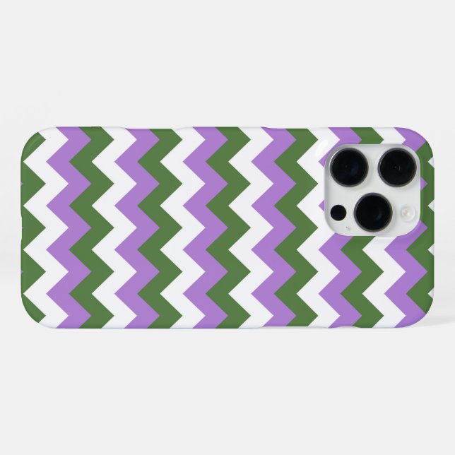Coque iPhone Chevron Zigzag Lavande, Vert et Blanc (Verso Horizontal)